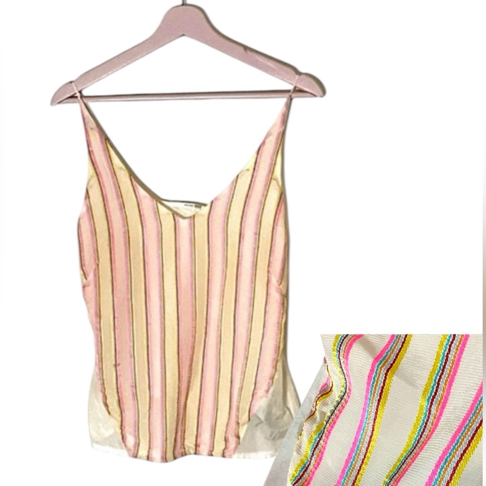 J Brand metallic silk blend‎ spaghetti straps tank top camisole Small